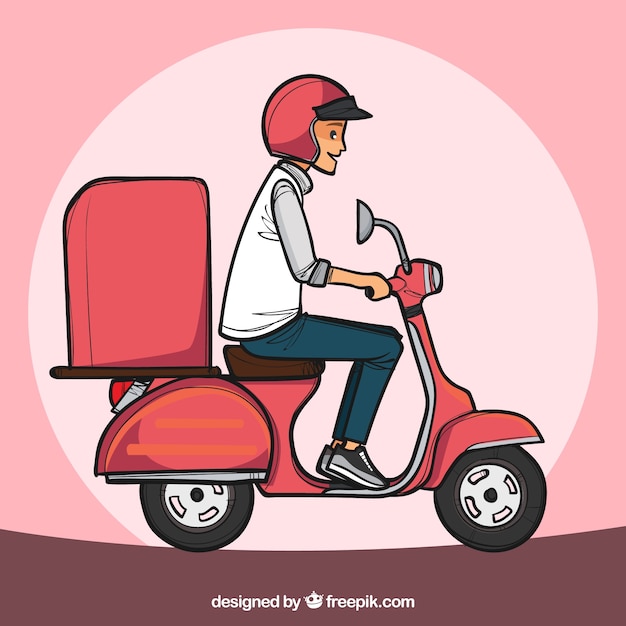 Deliveryman moderno com estilo handdrawn