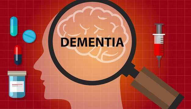 Demência cérebro problema de memória cabeça neurologia conceito de perda de saúde