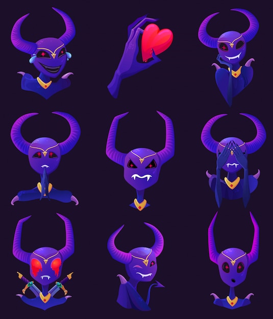 Vetor demonessess de vetor desenhos animados roxo