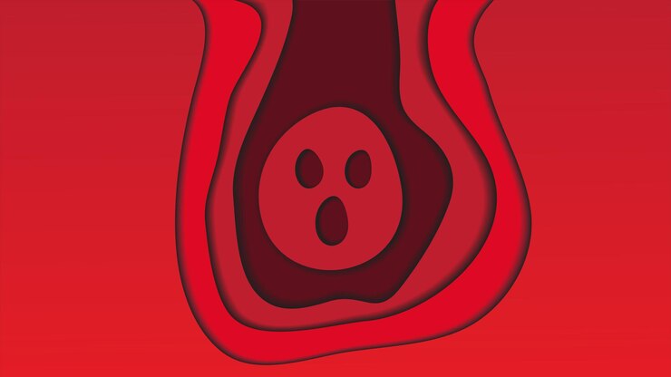 Vetor demônio bonito papercut camadas ilustração vetorial modelo de design de fundo abstrato vermelho gradiente cor tema estilo de design simples e limpo