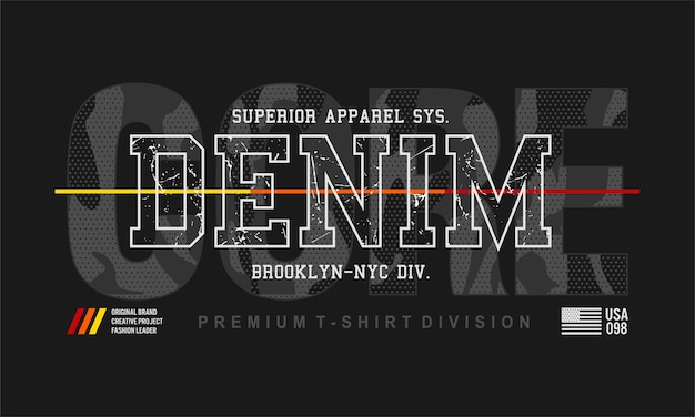 Vetor denim core, camiseta da divisão do brooklyn