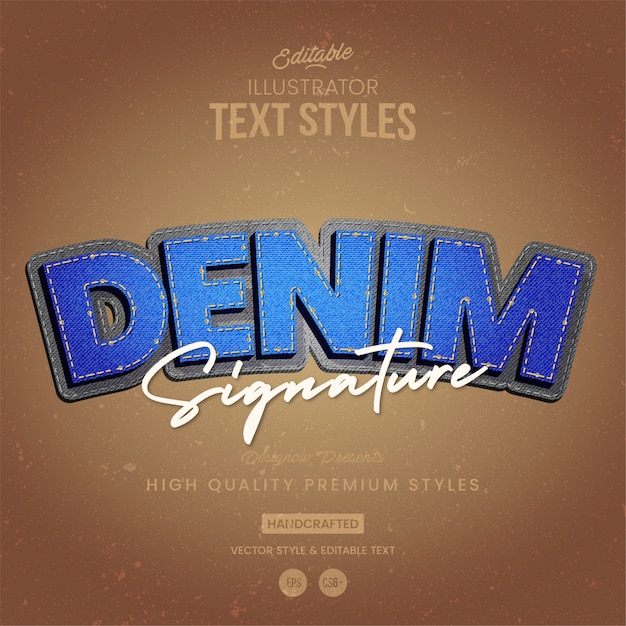 Denim fabric text style