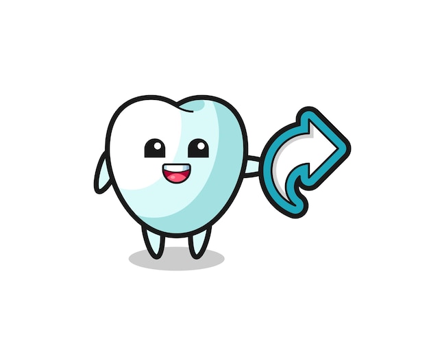 Vetor dente bonito segura símbolo de compartilhamento de mídia social