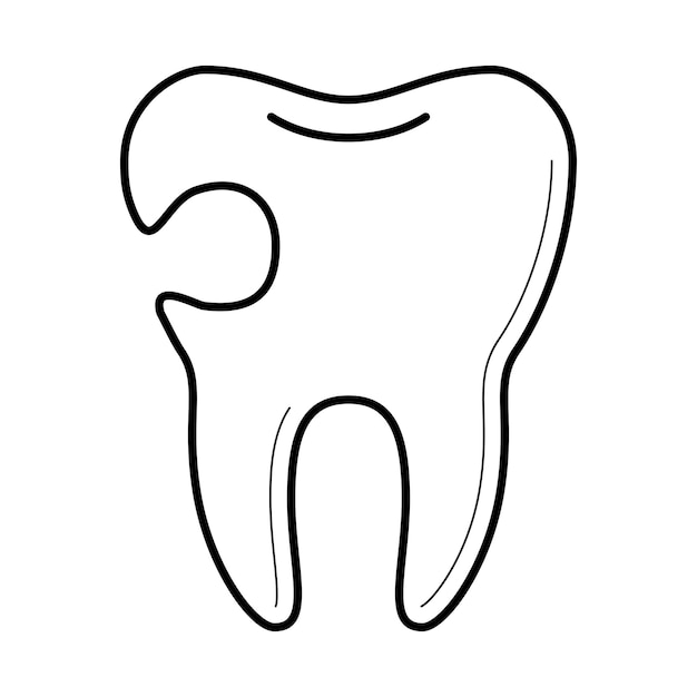 Dente com ilustração vetorial de ícone de cavidade