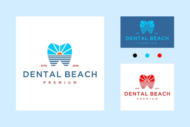 Dentes de dente modernos dentários na praia ícone logotipo vetor inspiração