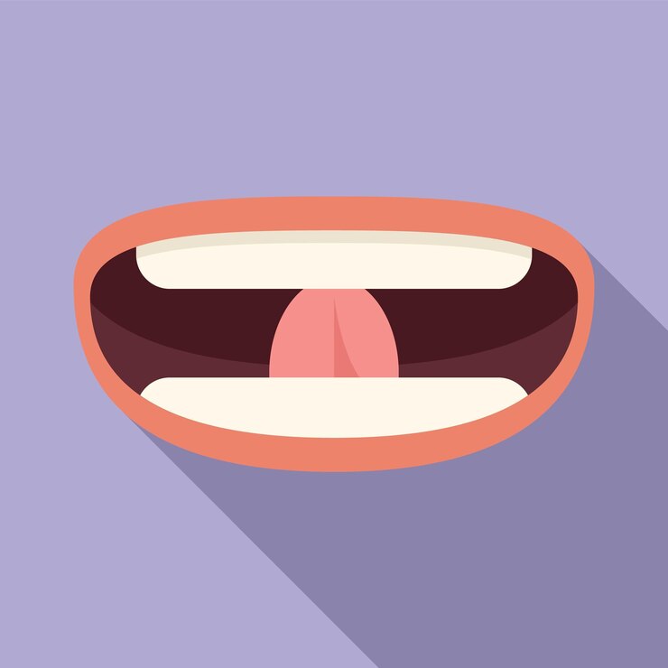 Vetor dentes ícone de articulação da língua vetor plano infância humana