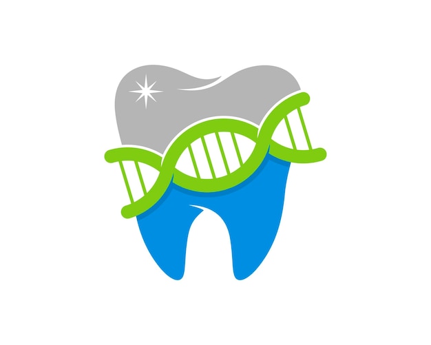 Dentes saudáveis e hélice de dna com tratamento odontológico