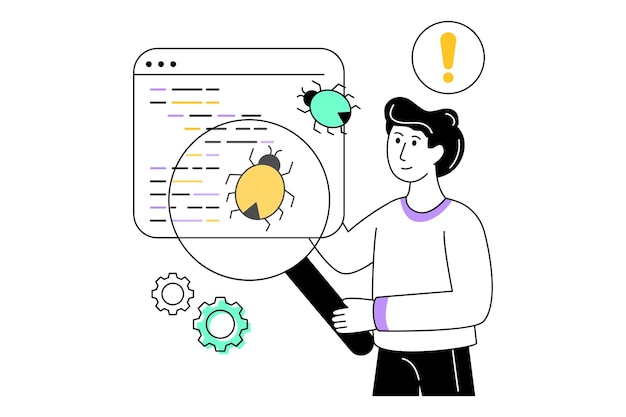 Depuração de ilustração vetorial de design de estilo plano Ilustração em estoque