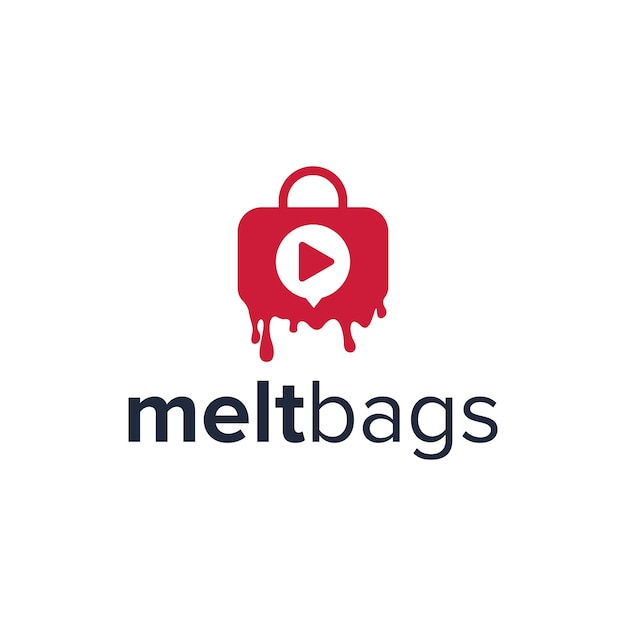Derreter sacos com botão play simples, elegante, criativo, geométrico, moderno, logotipo, design
