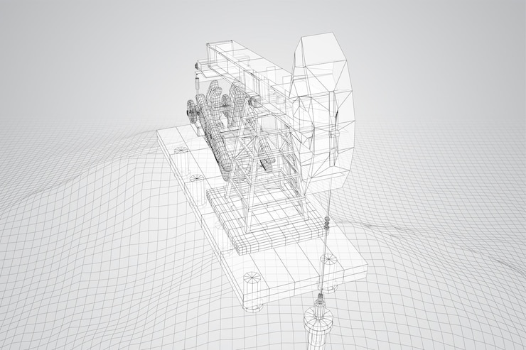 Vetor derrick de petróleo vetor 3d mineração objeto de minerais