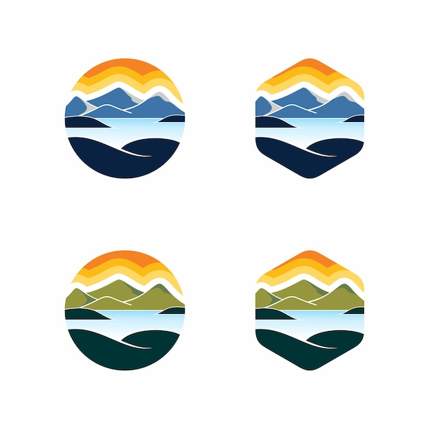 Desain logotipo moderno lago mountain