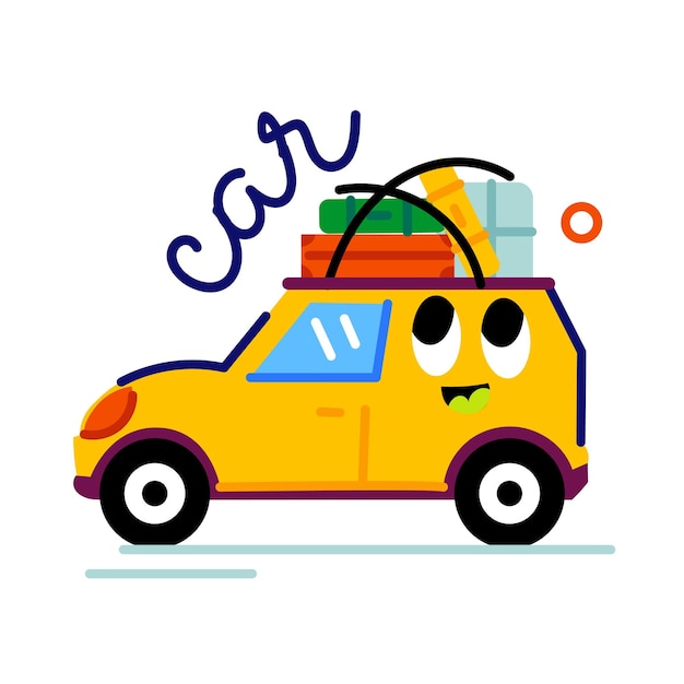 Descarregar adesivo plano de um carro de viagem