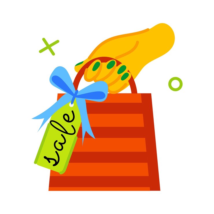 Vetor descarregar adesivo plano de venda de compras