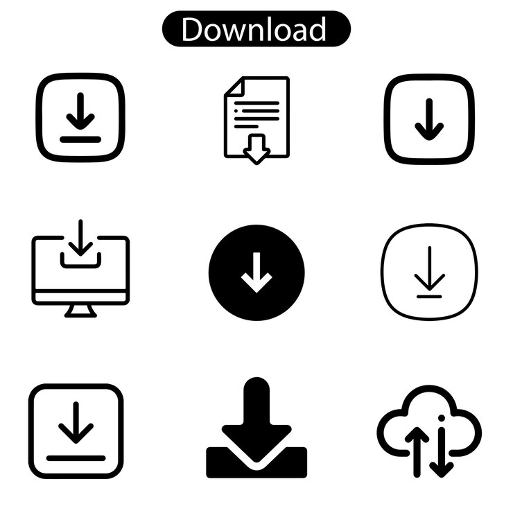 Vetor descarregar ícone de arte vetorial conjunto de ícone de ilustração vetorial para o seu site ui logotipo app