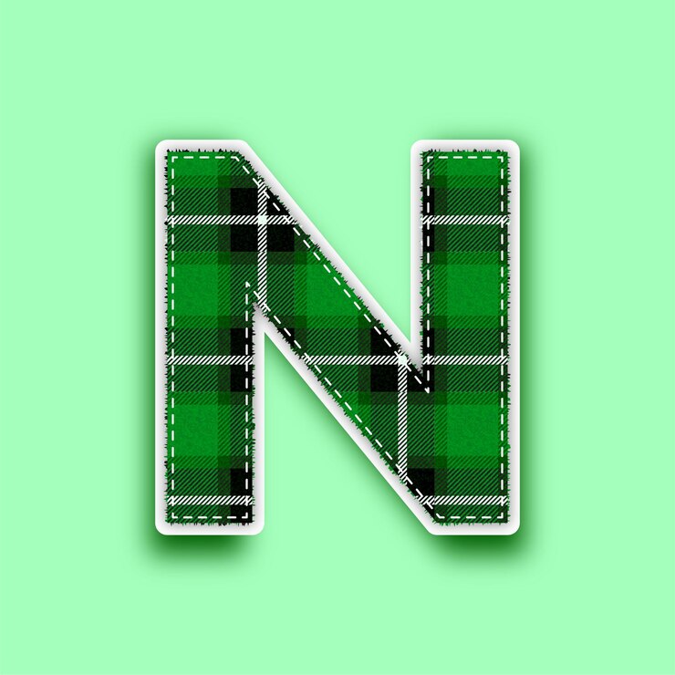 Vetor descarregar ícone de letra n de padrão vetorial verde em relevo sem costura com fundo editável