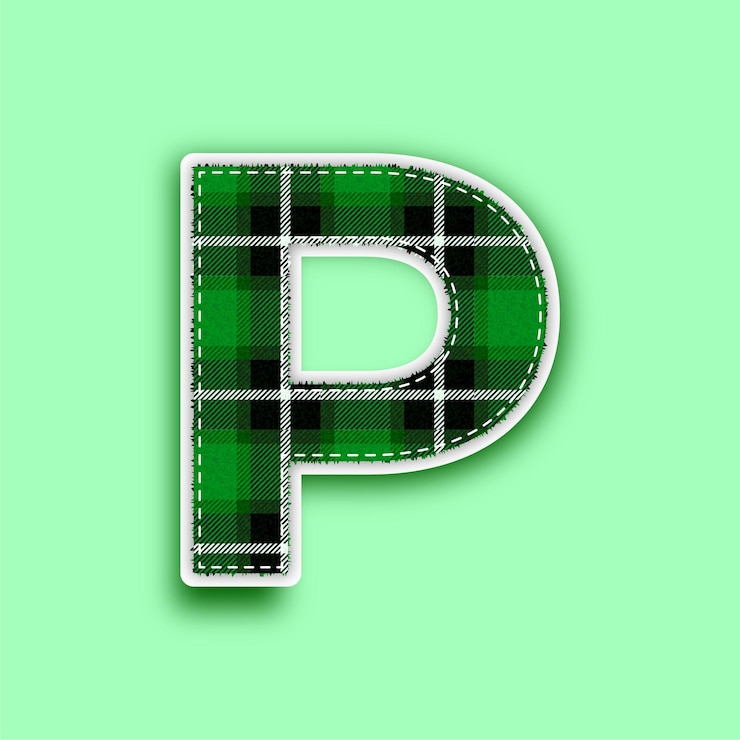 Vetor descarregar ícone de letra p de padrão vetorial verde em relevo sem costura com fundo editável
