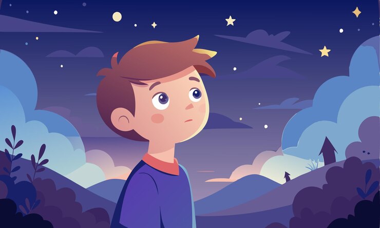 Vetor descarregar o menino olhando para o céu ilustração vector eps file for design