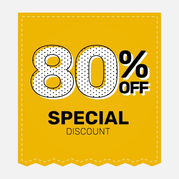 Vetor desconto especial de modelo de banner 80 off preço de oferta de vetor amarelo