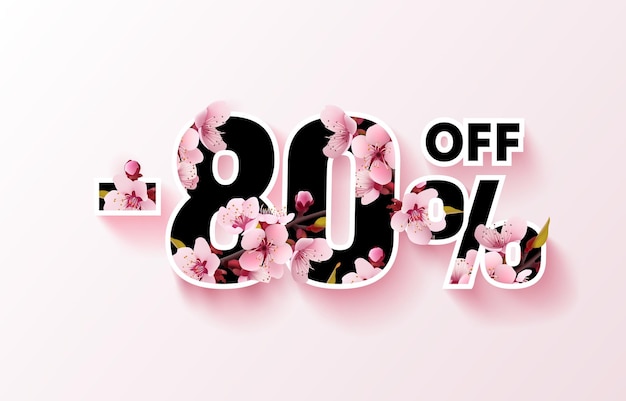 Desconto especial de primavera como presente para o comprador 80% de desconto na venda Vetor