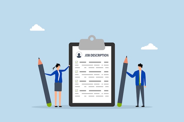 Descrição do cargo Profissionais empresariais que criam um documento de descrição do cargo para empregadores