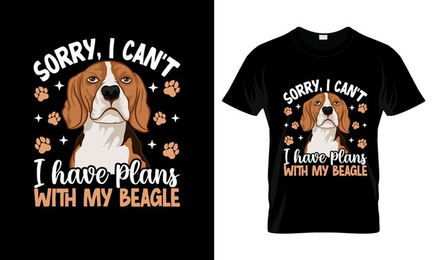 Vetor desculpa, não tenho planos. t-shirt gráfico colorido. t-shirt beagle.