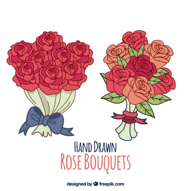 Vetor desenhadas mão buquês de rosas