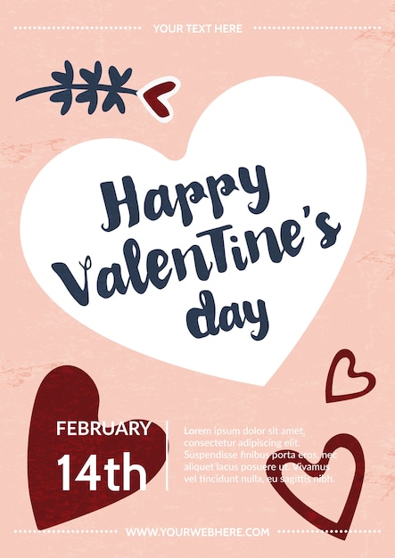 Desenhadas mão corações cartão de São Valentim