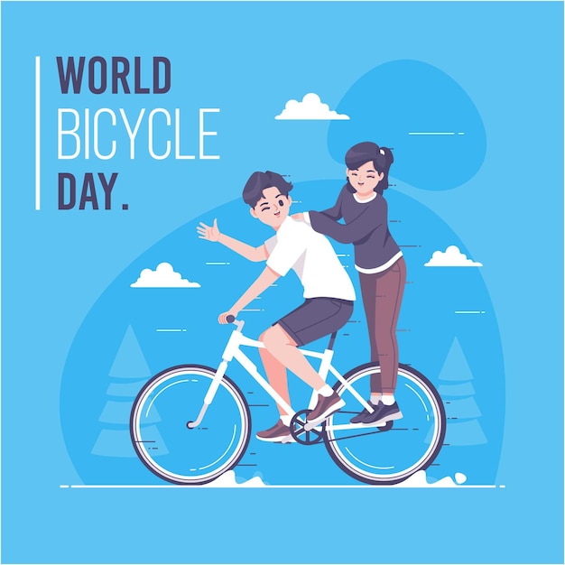 Desenhado à mão dia mundial da bicicleta