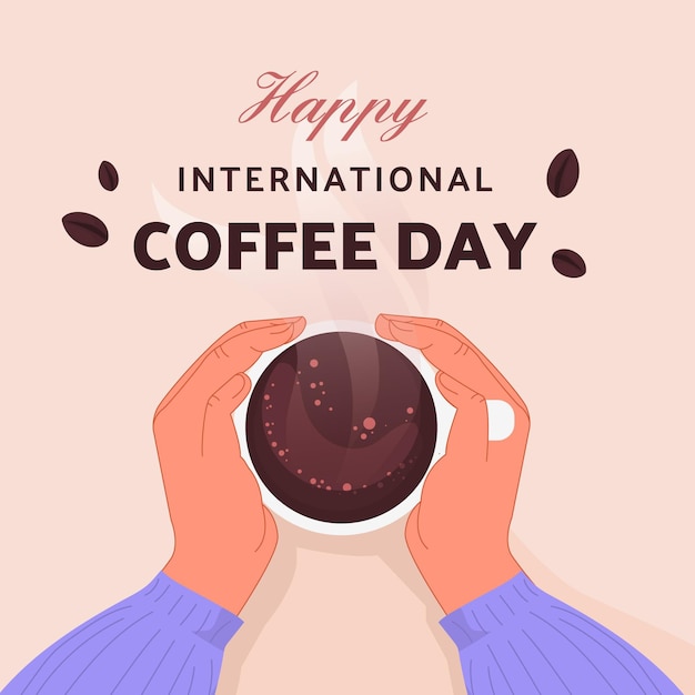 Vetor desenhado à mão no dia internacional do café