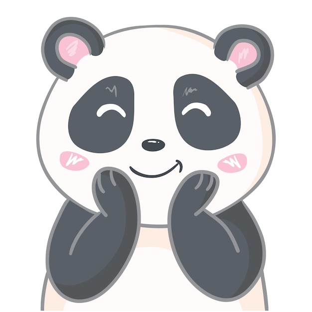 Desenhado à mão Panda bonito Escrito à mão Doce bonito