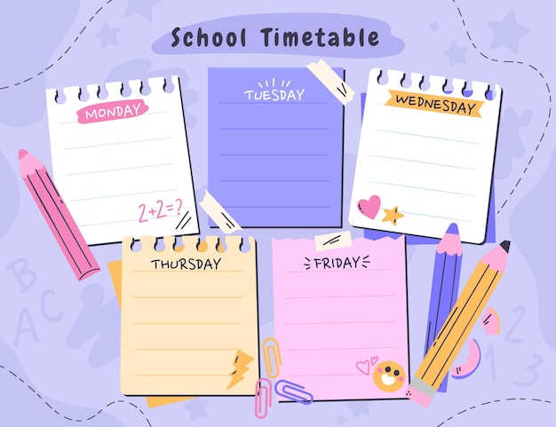 Desenhado à mão para o modelo de calendário escolar