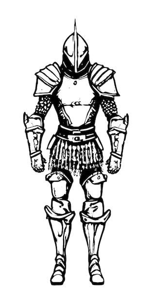 Desenhado à mão um arsenal medieval de knight metal