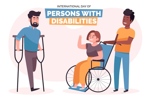 Vetor desenhado dia internacional das pessoas com deficiência