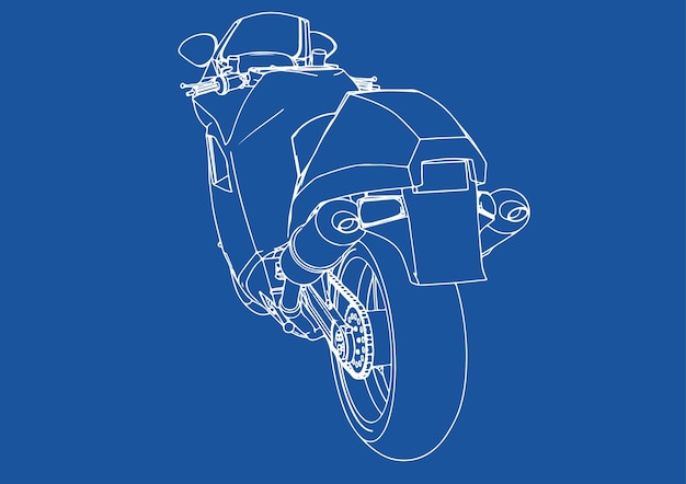 Desenhando uma bicicleta esportiva em um fundo azul vectorx9