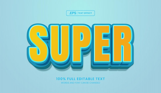 Desenhar efeito de texto editável conceito de super texto 3D