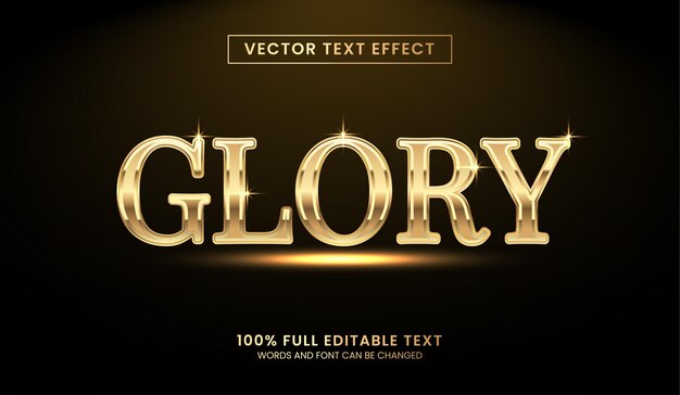 Vetor desenhar efeito de texto editável tema de estilo de texto glory gold