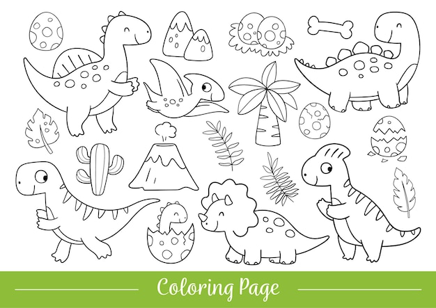 Desenhos de Dinossauros Fofos para Colorir