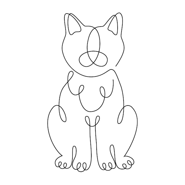 Desenhar um gato com uma única linha no estilo da linha artística. logotipo do vetor com um animal. imagem de estoque. estampa elegante e abstrata com um gatinho