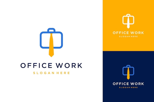 Desenhe o logotipo de funcionários de escritório ou malas com gravatas