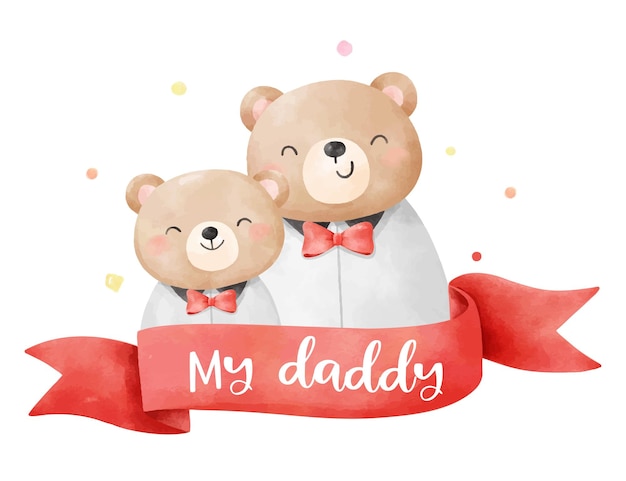 Desenhe papai ursinho com o conceito de dia dos pais do bebê