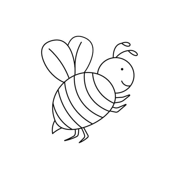 Desenho à mão Crianças desenhando desenho animado Ilustração vetorial Ícone de abelha Isolado em fundo branco