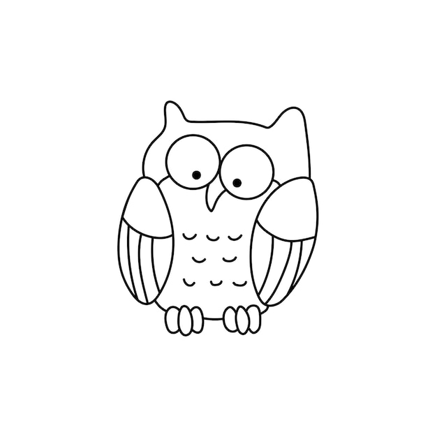 Desenho à mão Crianças desenhando desenho animado Ilustração vetorial Ícone de coruja Isolado em fundo branco