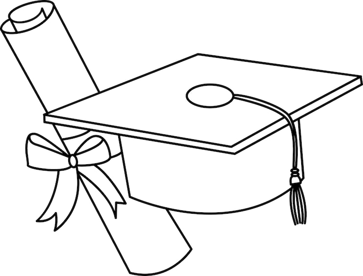 Vetor desenho à mão de arte de linha de graduação