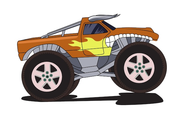 Desenhos Animados Rápidos Fora Do Carro Da Estrada Que Olha Como O Monster  Truck Que Conduz Através Da Cidade Ilustração Stock - Ilustração de fresco,  olhar: 98576769