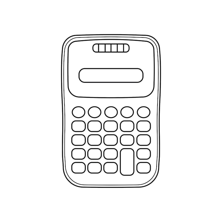 Vetor desenho a mão de crianças desenho de desenho animado ilustração vetorial de crianças ícone de calculadora isolado em branco