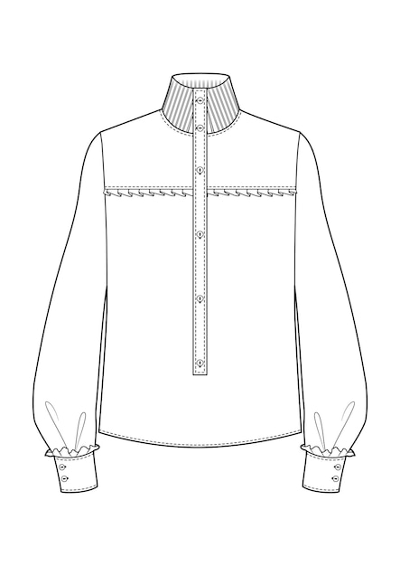 Vetor desenho à mão de estilo de moda esboço de pano ilustração de contorno de camisa elegante