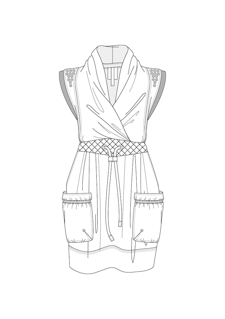 Vetor desenho à mão de estilo de moda esboço de roupa vestido esboço ilustração