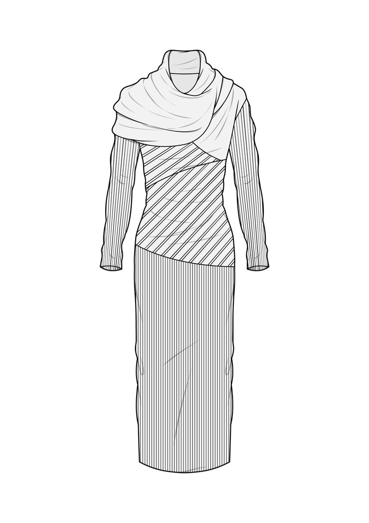 Vetor desenho à mão de estilo de moda esboço de roupa vestido esboço ilustração