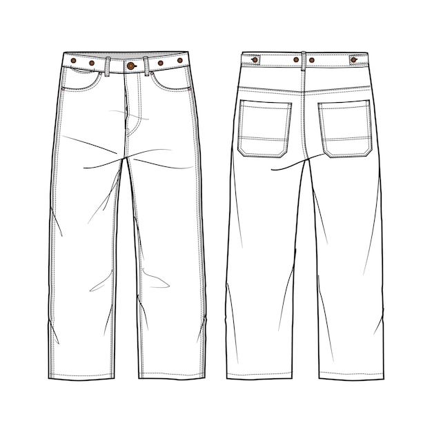 desenho à mão de roupa de moda calças camisa vestido esboço de ilustração