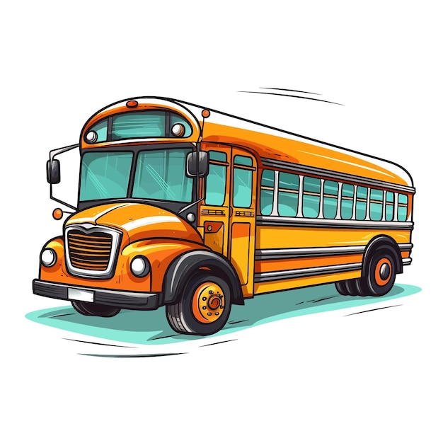 Vetor desenho a mão de transporte de ônibus desenho animado ilustração vetorial clipart fundo branco